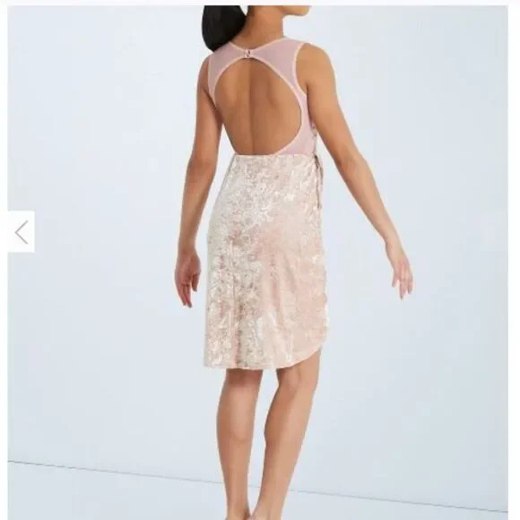 Weissman Pink Velvet Dance Costume Dress Recital Performance Dress Adult S - Picture 9 of 9